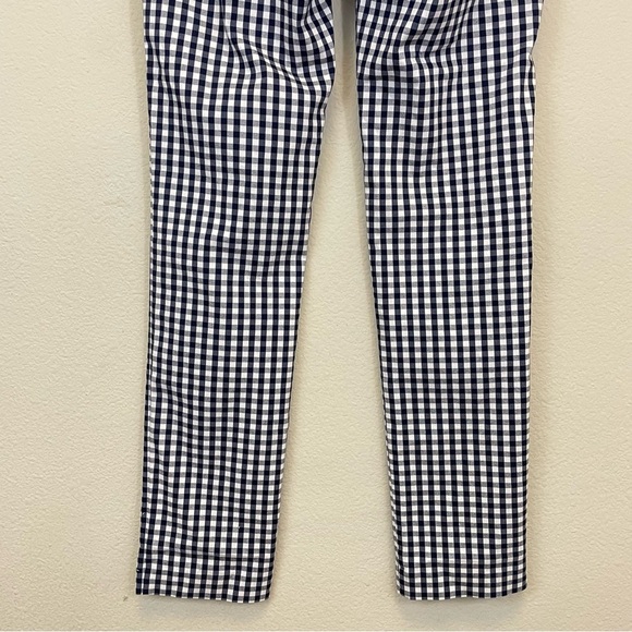 J. McLaughlin Masie Gingham Plaid Slim Straight Leg Pull On Pants Navy Size 4 - Picture 9 of 9